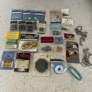 Large Lot Beads & Jewelry Making Supplies Findings Cord Rondels Rhinestones Misc